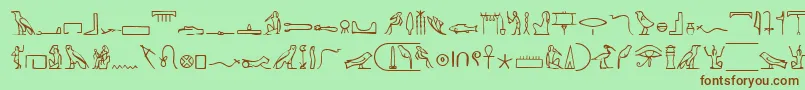 PharaohglyphMedium-Schriftart – Braune Schriften auf grünem Hintergrund