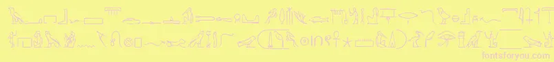 PharaohglyphMedium-Schriftart – Rosa Schriften auf gelbem Hintergrund