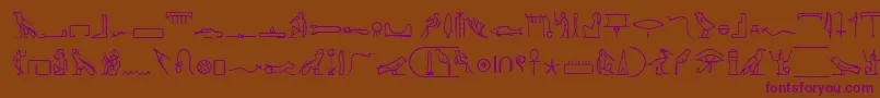 フォントPharaohglyphMedium – 紫色のフォント、茶色の背景