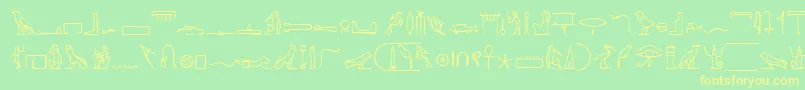 PharaohglyphMedium Font – Yellow Fonts on Green Background