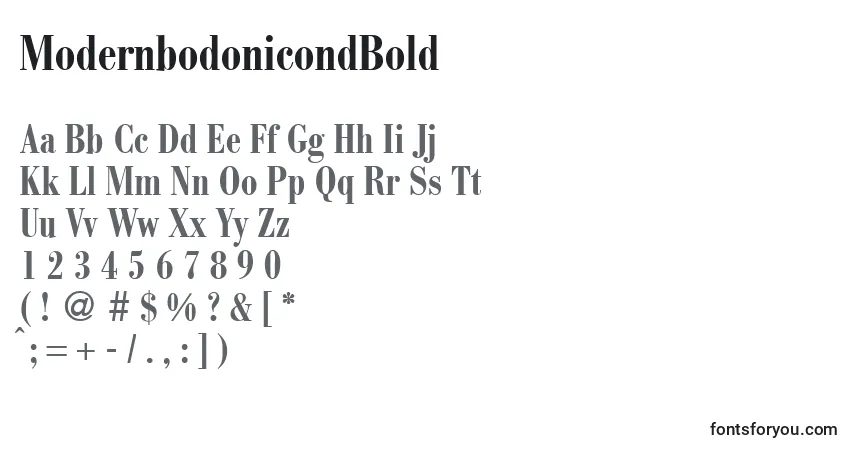 A fonte ModernbodonicondBold – alfabeto, números, caracteres especiais