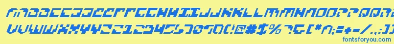 フォントXenov2i – 青い文字が黄色の背景にあります。