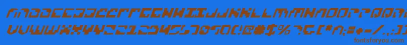 Xenov2i-Schriftart – Braune Schriften auf blauem Hintergrund