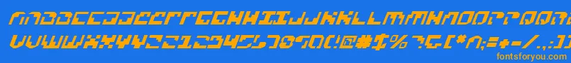 Xenov2i-Schriftart – Orangefarbene Schriften auf blauem Hintergrund