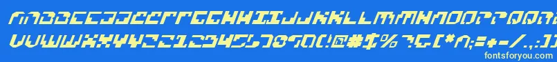 Xenov2i-Schriftart – Gelbe Schriften auf blauem Hintergrund