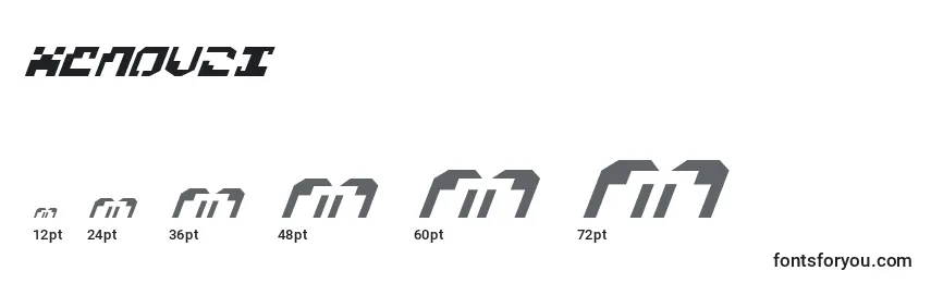 Размеры шрифта Xenov2i
