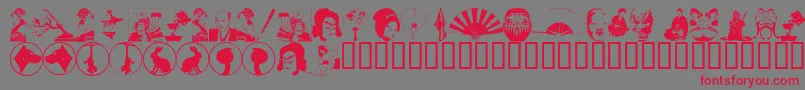 Asiad-Schriftart – Rote Schriften auf grauem Hintergrund