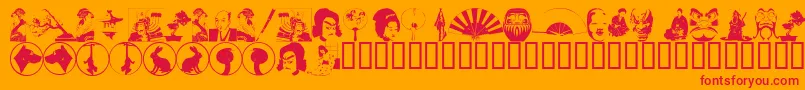 フォントAsiad – オレンジの背景に赤い文字