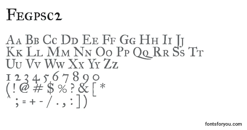Czcionka Fegpsc2 – alfabet, cyfry, specjalne znaki