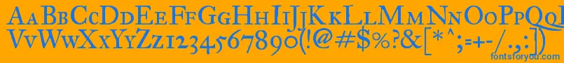 Fegpsc2-Schriftart – Blaue Schriften auf orangefarbenem Hintergrund