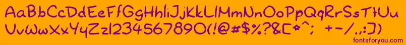 Dryoshiabibi-Schriftart – Violette Schriften auf orangefarbenem Hintergrund