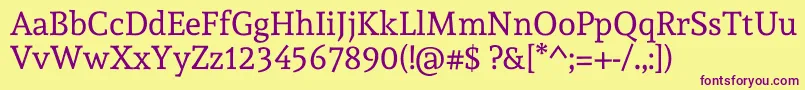 AndadaRegular-fontti – violetit fontit keltaisella taustalla