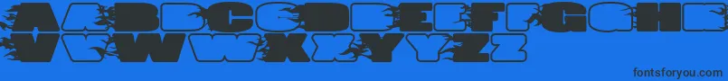 JumboBurnA-Schriftart – Schwarze Schriften auf blauem Hintergrund