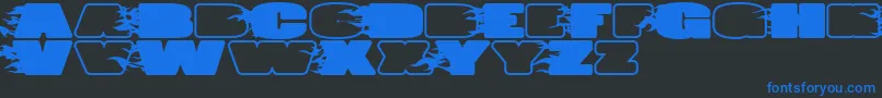 Fonte JumboBurnA – fontes azuis em um fundo preto