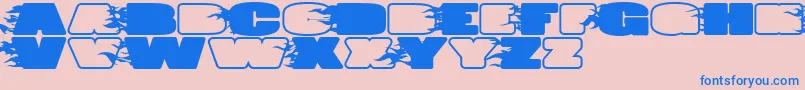 Fonte JumboBurnA – fontes azuis em um fundo rosa