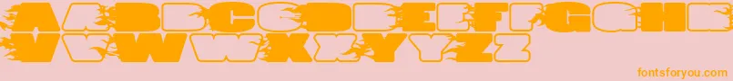 JumboBurnA-Schriftart – Orangefarbene Schriften auf rosa Hintergrund