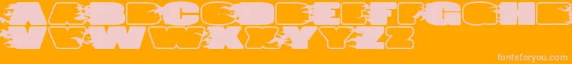 JumboBurnA-Schriftart – Rosa Schriften auf orangefarbenem Hintergrund