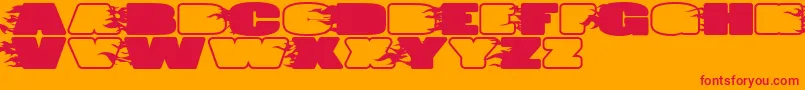 Fonte JumboBurnA – fontes vermelhas em um fundo laranja
