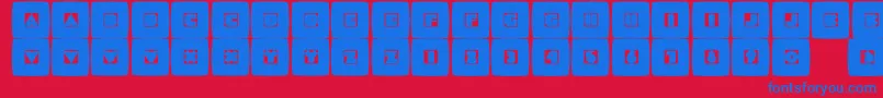Mammotishsquares-Schriftart – Blaue Schriften auf rotem Hintergrund