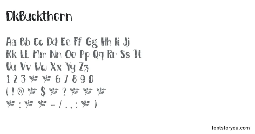 Schriftart DkBuckthorn – Alphabet, Zahlen, spezielle Symbole