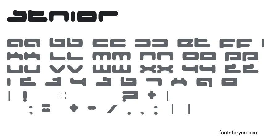 Schriftart Senior – Alphabet, Zahlen, spezielle Symbole