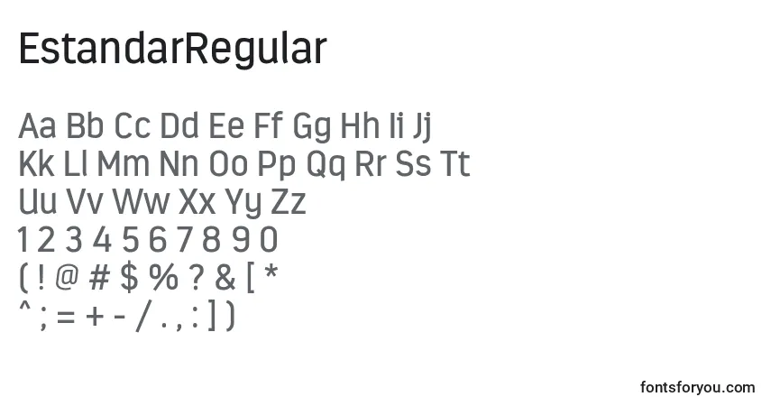 Czcionka EstandarRegular – alfabet, cyfry, specjalne znaki