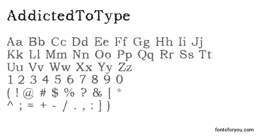 Fuente AddictedToType - alfabeto, números, caracteres especiales