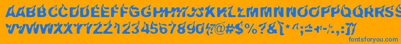 Pyromaani-Schriftart – Blaue Schriften auf orangefarbenem Hintergrund