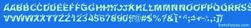 Pyromaani Font – Green Fonts on Blue Background