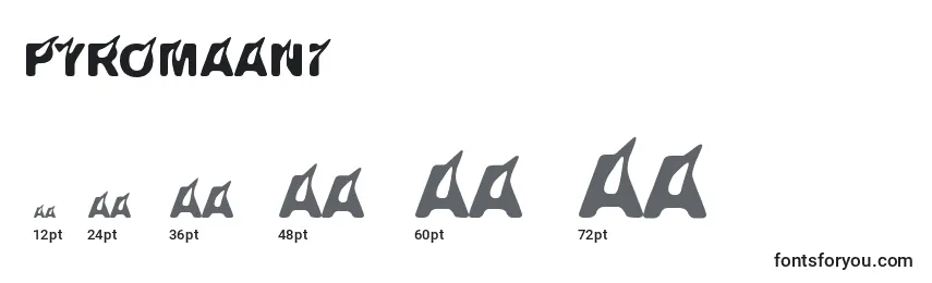 Размеры шрифта Pyromaani