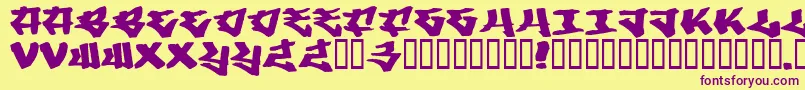 Writers3-fontti – violetit fontit keltaisella taustalla