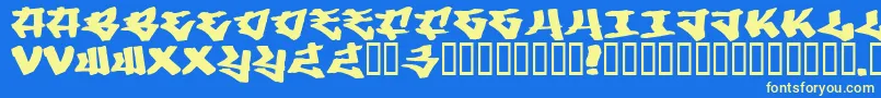 フォントWriters3 – 黄色の文字、青い背景