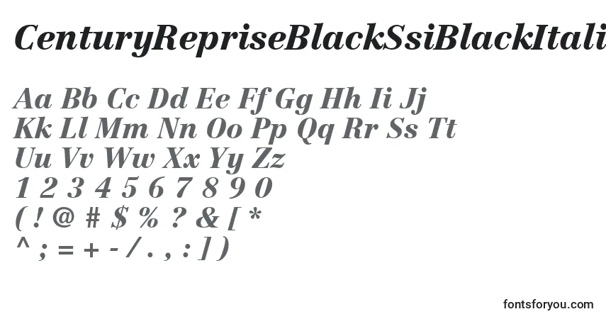 A fonte CenturyRepriseBlackSsiBlackItalic – alfabeto, números, caracteres especiais
