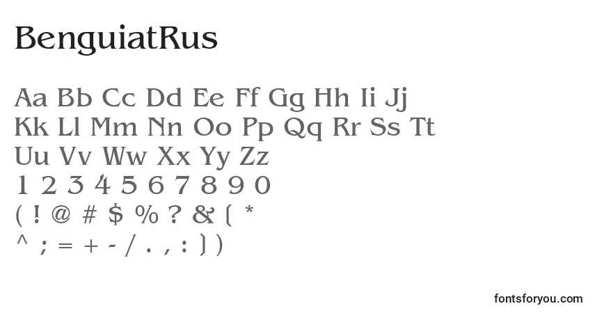 Czcionka BenguiatRus – alfabet, cyfry, specjalne znaki