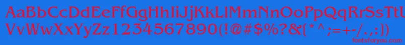 BenguiatRus-Schriftart – Rote Schriften auf blauem Hintergrund