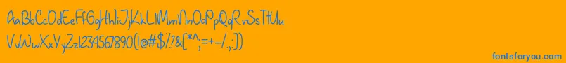 JanuaryHandwritingOtf-Schriftart – Blaue Schriften auf orangefarbenem Hintergrund