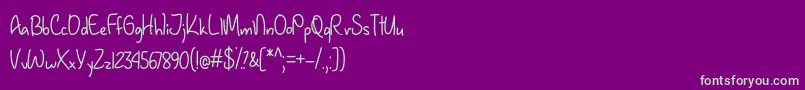 JanuaryHandwritingOtf Font – Green Fonts on Purple Background