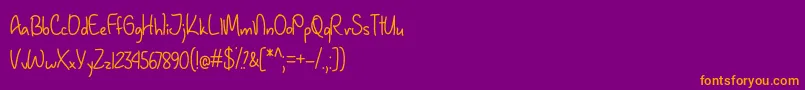 Czcionka JanuaryHandwritingOtf – pomarańczowe czcionki na fioletowym tle