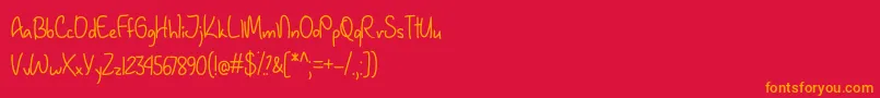 JanuaryHandwritingOtf Font – Orange Fonts on Red Background