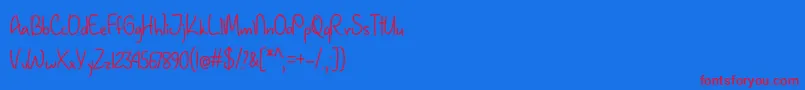 JanuaryHandwritingOtf Font – Red Fonts on Blue Background