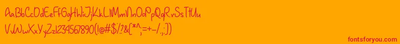 JanuaryHandwritingOtf-Schriftart – Rote Schriften auf orangefarbenem Hintergrund