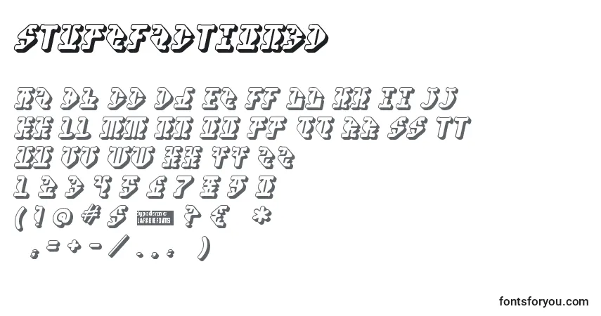 Schriftart Stupefaction3D – Alphabet, Zahlen, spezielle Symbole