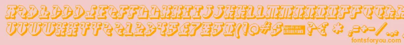 Stupefaction3D-Schriftart – Orangefarbene Schriften auf rosa Hintergrund