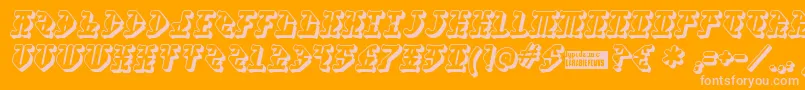 Stupefaction3D-Schriftart – Rosa Schriften auf orangefarbenem Hintergrund