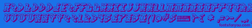 Stupefaction3D-Schriftart – Violette Schriften auf blauem Hintergrund