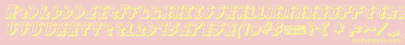 Stupefaction3D-Schriftart – Gelbe Schriften auf rosa Hintergrund