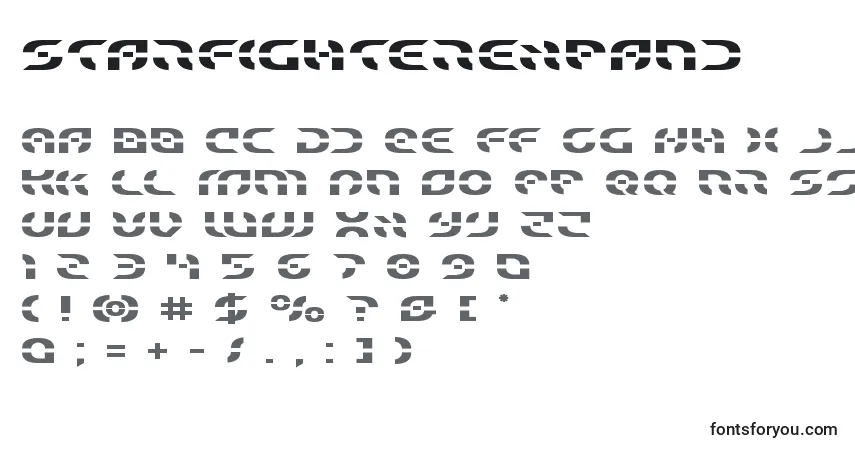 Schriftart Starfighterexpand – Alphabet, Zahlen, spezielle Symbole