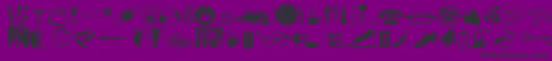 Journaldingbats1-Schriftart – Schwarze Schriften auf violettem Hintergrund