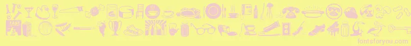 Journaldingbats1-fontti – vaaleanpunaiset fontit keltaisella taustalla