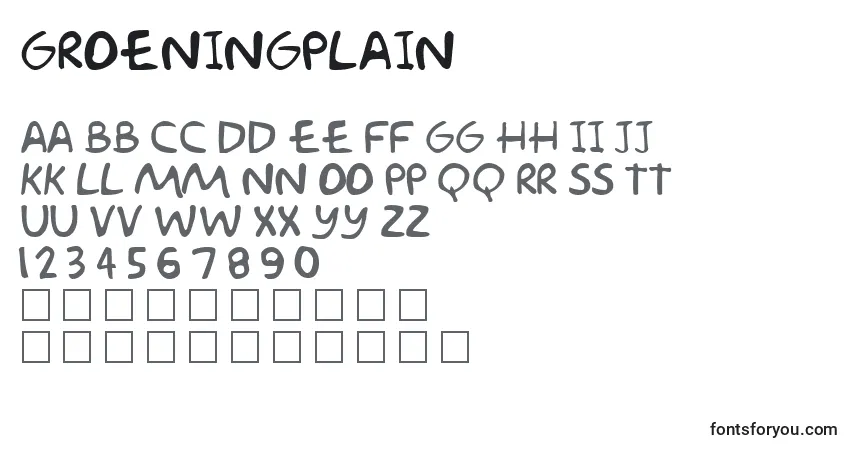Schriftart GroeningPlain – Alphabet, Zahlen, spezielle Symbole